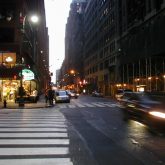 city street at dusk